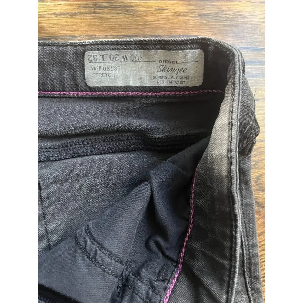 Diesel Skinzee women black stretch jeans Sz 30 wash 0813E